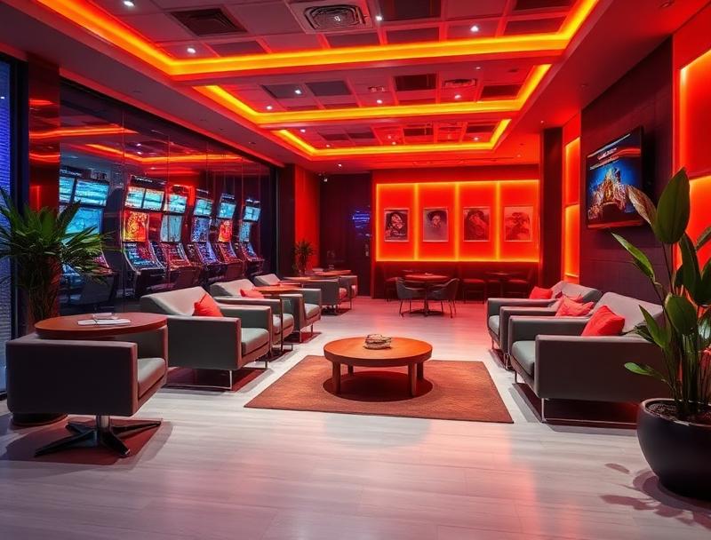 Peaceful gaming environment with warm lighting